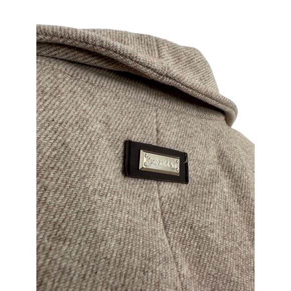Calvin Klein Medium Winter Pea Coat Jacket Neutral Tan Taupe Work Lux Designer - Picture 6 of 12